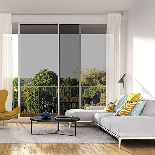 WPCTEV One Way Mirror Window Film Daytime Privacy Heat Control Film Solar Film Non-Adhesive Window Tint for Home and Office Black & Silver 6 Mil 23.6 Inch x 13.1 Feet - Image 3