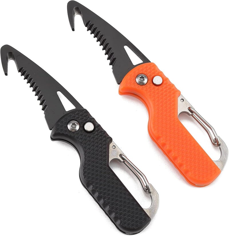 BISONBERG 2 Pack Mini Folding Keychain Knife with Box - Portable Rescue Knife, Orange and Black, 4.3 Inch - Image 1
