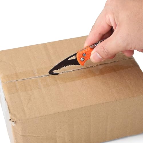 BISONBERG 2 Pack Mini Folding Keychain Knife with Box - Portable Rescue Knife, Orange and Black, 4.3 Inch - Image 2