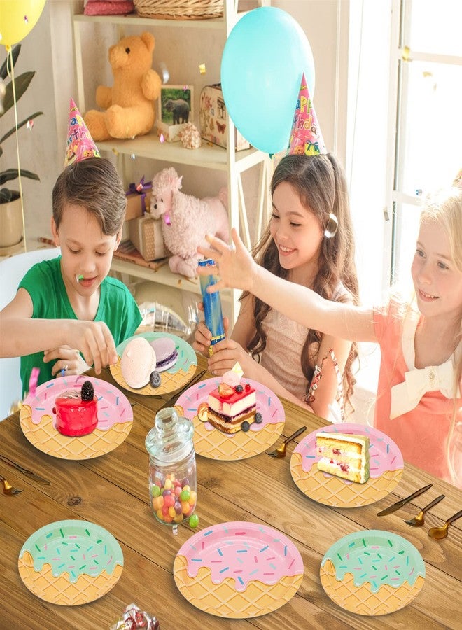 DYLIVeS 100 Pack Ice Cream Birthday Party Plates, Ice Cream Disposable Tableware Party Table Decorations for Girls Baby Shower, 9'' and 7'' Plates for Appetizer, Lunch, Dinner, Dessert, Serves 50 - Image 5