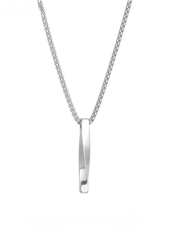 Casual Stylish Spiral Pendant Necklace Cool Sweater Chain for Men Women Silver  - Image 1