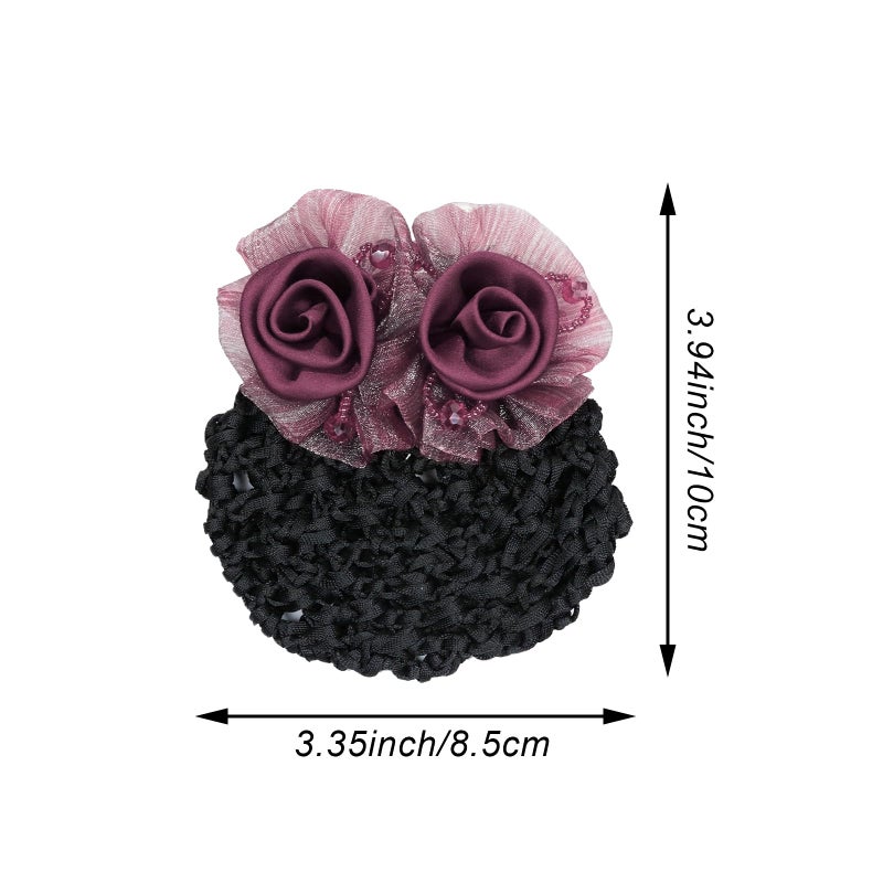Arvintas 4 PACK Flower Hair Bun Holder Covers Hair Net Snood Hair Barrette for Women Thick Thin Hairnet Hair Accessories for Women - Image 2