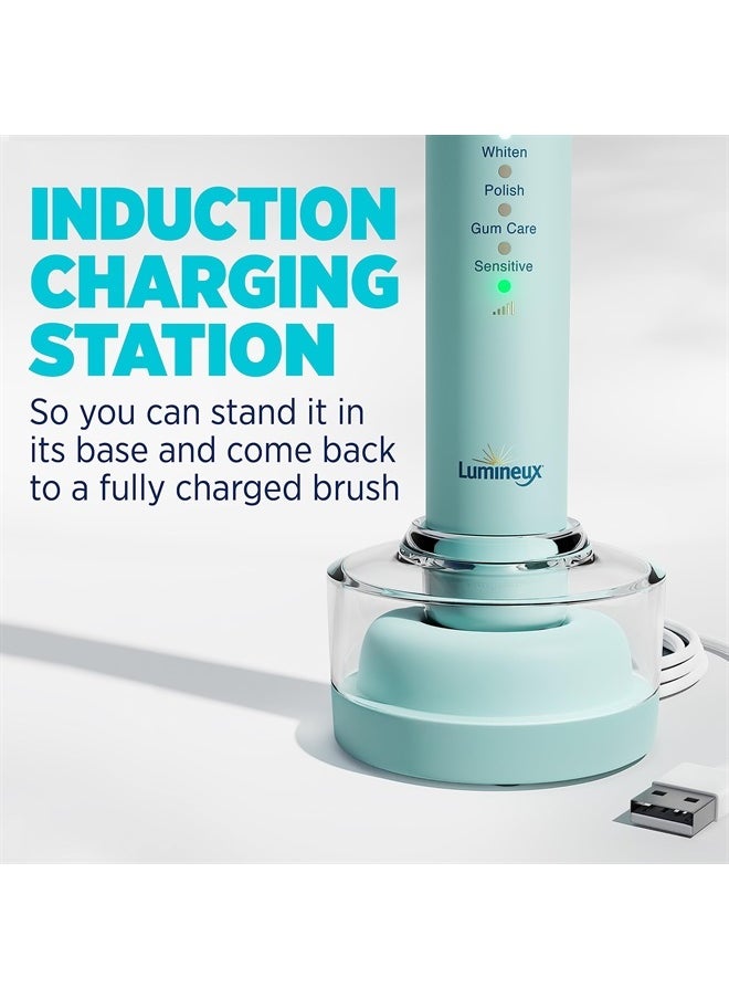 Lumineux - Sonic Electric Toothbrush for Adults - Bamboo Heads - Crystalline (Light Blue) - Includes 2 Super Soft Bristle Bamboo Tooth Brush Heads, Charging Station & USB Charge Cord - Rechargeable - Image 1