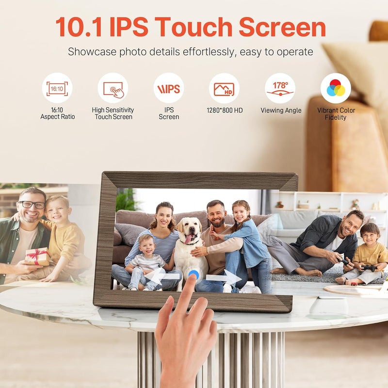بيجاسو إطار صور رقمي Frameo بحجم 10.1 بوصة مع واي فاي وذاكرة 32 جيجابايت، شاشة لمس IPS بدقة 1280 × 800، إطار صور إلكتروني ذكي، قابل للتثبيت على الحائط، دوران تلقائي، مشاركة الصور/الفيديوهات عبر تطبيق Frameo من أي مكان - Image 4
