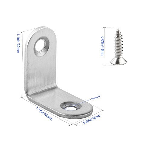 YMAISS 16 Packs L Bracket 30 x 30mm Corner Braces,YMAISS Stainless Steel Joint Right Angle Shelf Support Bracket with Screws - Image 2