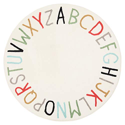 Topotdor Rainbow Round Kids Play Rug Alphabet Nursery Area Rug Extra Large Soft Crawling Play Mat for Children Toddlers Bedroom (40 inch, Multi Color) - Image 1