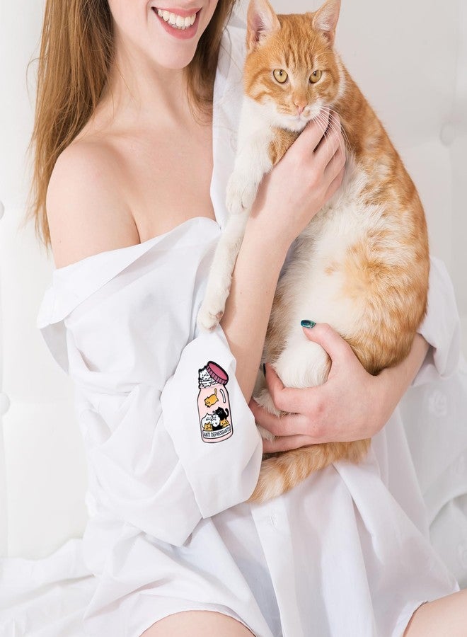 PLwelth Cat Enamel Pin Cute Cat Brooches Lapel Pins for Women Men Animal Decorative Badge Jacket Hats Backpacks Bags Funny Medicine Bottle Jewelry Pin Antidepressants Metal Badge Brooch for Nurse Gift - Image 5