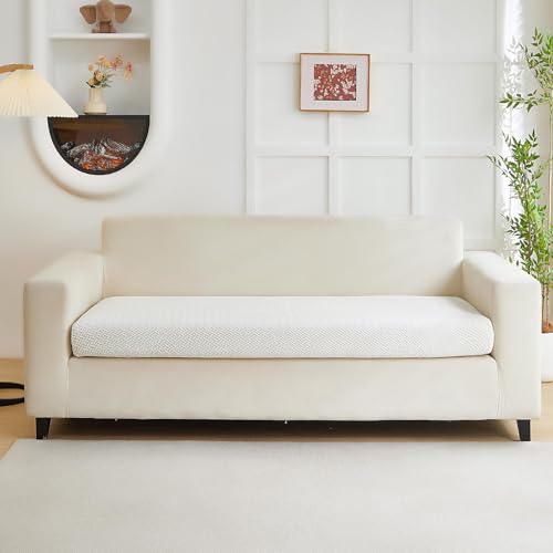 Disayu Couch Covers for 2 Cushion Sofa Pet Friendly Couch Cushion Covers Universal Sofa Covers Washable Stretch Slipcovers for Sectional Sofa Texture Ivory WhiteLarge Double Seat Cover - Image 1