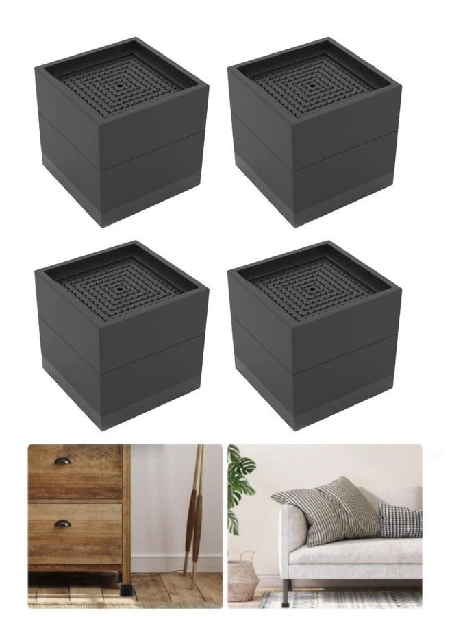 Generic 4Pcs Bed Foot Booster,Furniture Risers,Sofa Floor Protector,Adjustable Furniture Bed Lift Duty,Furniture Legs Lifters,Couch Lifts for Sofa Supports, Black  - Image 1