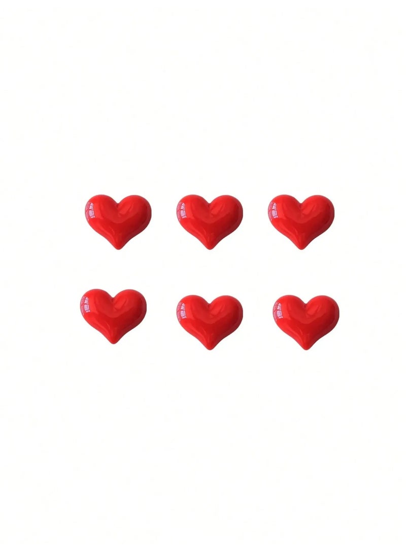Fridge Magnets Set of 6 Pieces – Heart-Shaped red Design Made from High-Quality Resin with Strong Magnetic Base – Perfect for Adding a Cute Decorative Touch to Your Fridge - Image 1