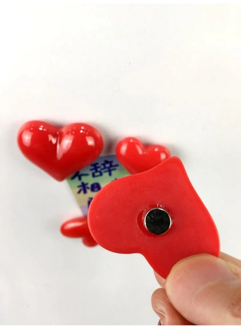 Fridge Magnets Set of 6 Pieces – Heart-Shaped red Design Made from High-Quality Resin with Strong Magnetic Base – Perfect for Adding a Cute Decorative Touch to Your Fridge - Image 2