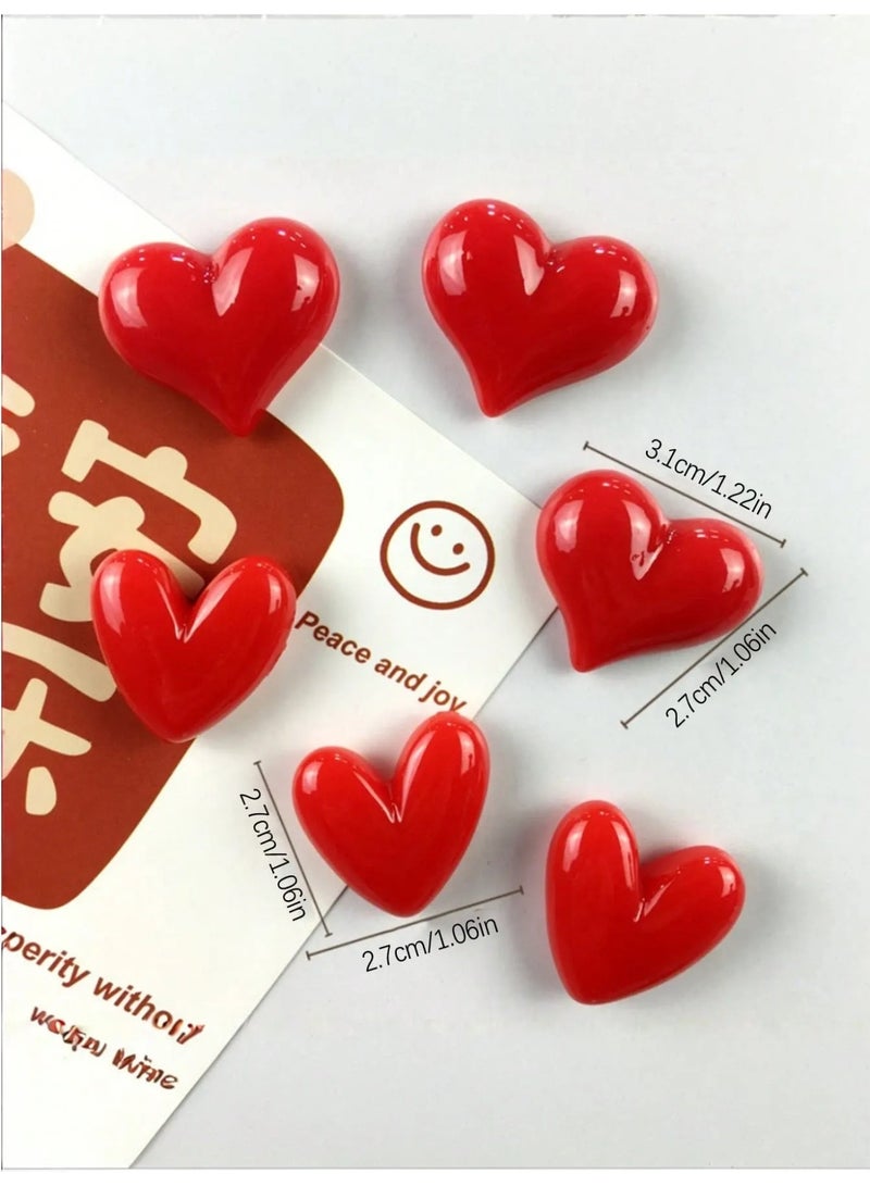 Fridge Magnets Set of 6 Pieces – Heart-Shaped red Design Made from High-Quality Resin with Strong Magnetic Base – Perfect for Adding a Cute Decorative Touch to Your Fridge - Image 3