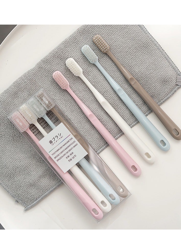 Macaron Toothbrush 4 Pieces Adult Family Pack Soft Bristle Antibacterial Cleaning Toothbrush - Image 1