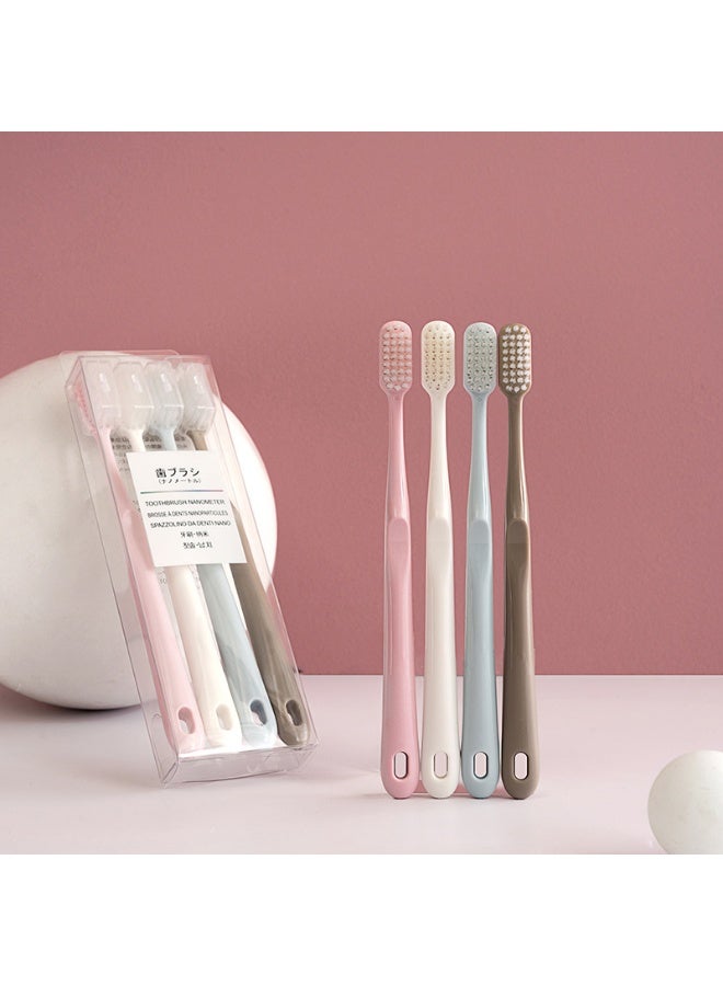 Macaron Toothbrush 4 Pieces Adult Family Pack Soft Bristle Antibacterial Cleaning Toothbrush - Image 3