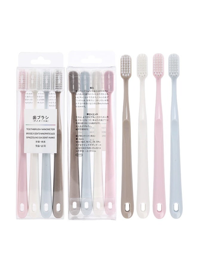 Macaron Toothbrush 4 Pieces Adult Family Pack Soft Bristle Antibacterial Cleaning Toothbrush - Image 2