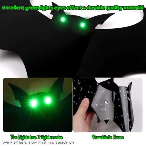DIYASY 15 Pcs Haning Bats Halloween Decorations Outside Large Plastic 3D Bat Decor Glow in Dark Eyes Bats Outdoor Indoor Decals Black Decorative Bat Cutouts for Tree Porch Yard Lawn Wall Home - Image 3