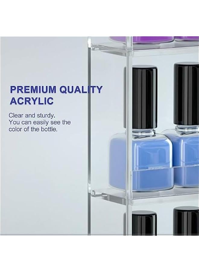 Arabest 20 * 24 Inch Nail Polish Wall Racks 1 Pack, Hold Up to 120 Bottles,Clear Acrylic Nail Polish Shelf Organizer Wall Mounted 6 Rows (1)  - Image 4