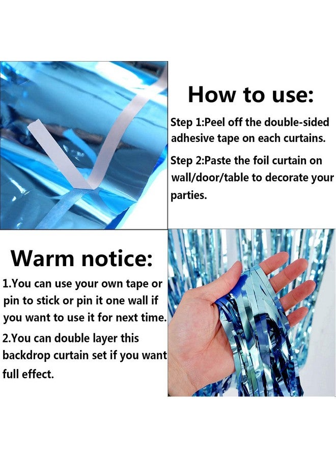 FI - FLICK IN Pack of 3 Light Blue Tinsel Foil Fringe Curtain Decoration for Birthday, Anniversaries, Graduation, Retirement, Baby Shower Décor Backdrop Door Window Party - Image 3