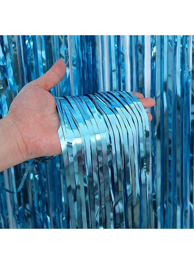 FI - FLICK IN Pack of 3 Light Blue Tinsel Foil Fringe Curtain Decoration for Birthday, Anniversaries, Graduation, Retirement, Baby Shower Décor Backdrop Door Window Party - Image 2