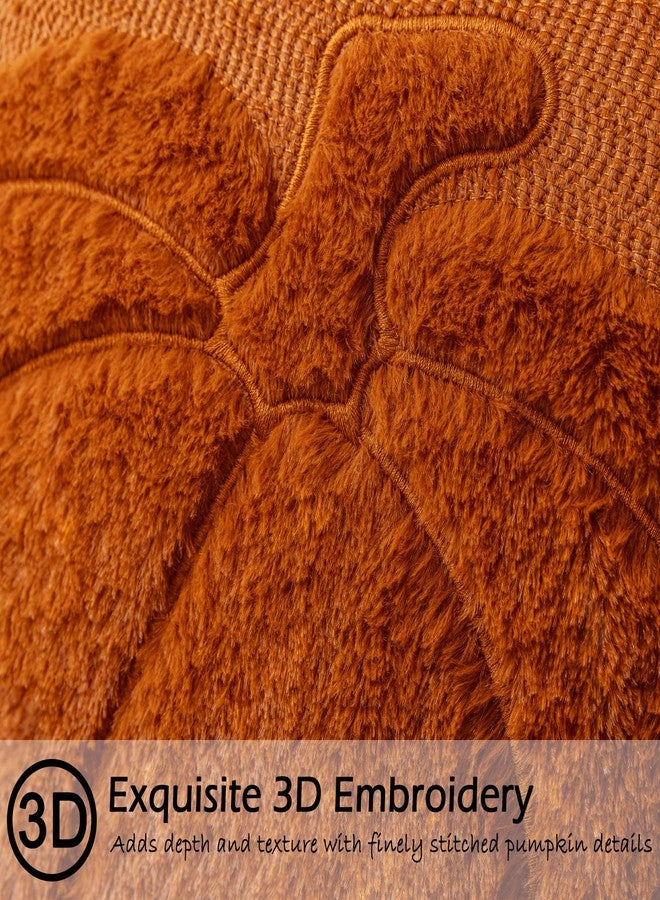 COSIBONO Rust Red Pumpkin Fall Throw Pillow Covers 18x18, Set of 2 Cute Fall Halloween Pillow Cases for Sofa Autumn Decor Soft Faux Fur Farmhouse Cushion Covers for Thanksgiving Living Room Bedroom - Image 2