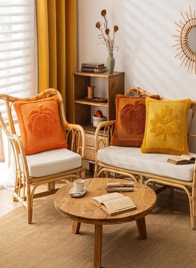 COSIBONO Rust Red Pumpkin Fall Throw Pillow Covers 18x18, Set of 2 Cute Fall Halloween Pillow Cases for Sofa Autumn Decor Soft Faux Fur Farmhouse Cushion Covers for Thanksgiving Living Room Bedroom - Image 5