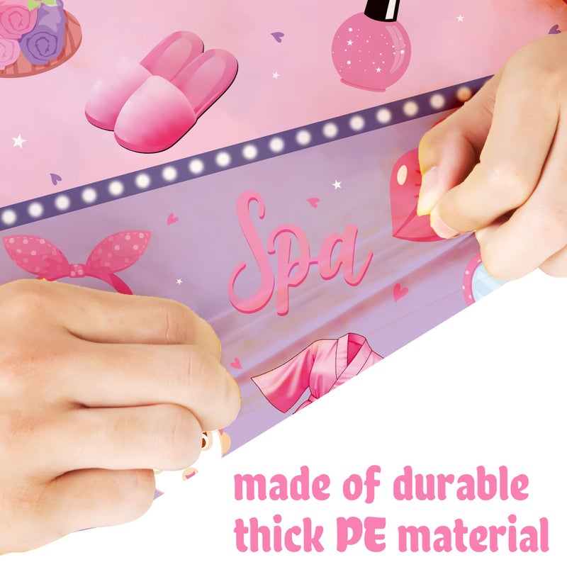 umoni Spa Tablecloth Makeup Themed Birthday Party Decorations 2PCS Spa Day Table Covers for Girls Women Slumber Pajama Birthday Party Supplies - Image 3