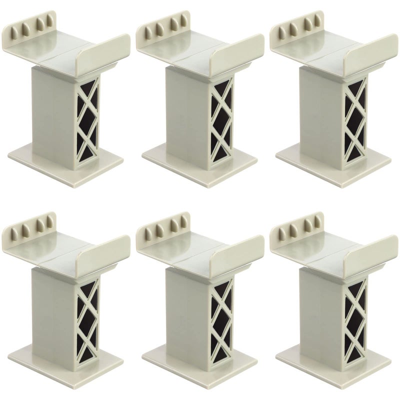 Ioffersuper 6 Pcs Train Bridge Pier Track Railway Accessories Multi Level Support Risers High Level Blocks Compatible All Major Brands Grey Upgraded Version - Image 3