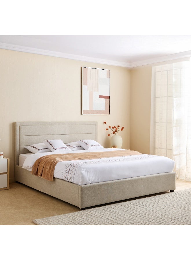 Home Box سرير ملكي مخزن هيدروليكي مبطن - بيج - Image 1