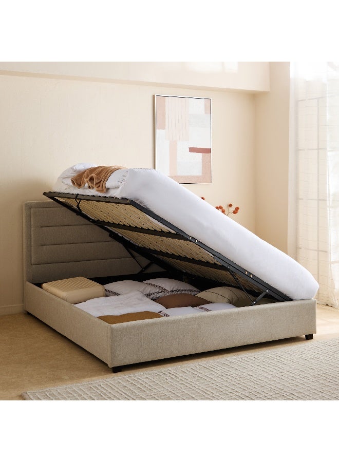 Home Box سرير ملكي مخزن هيدروليكي مبطن - بيج - Image 5