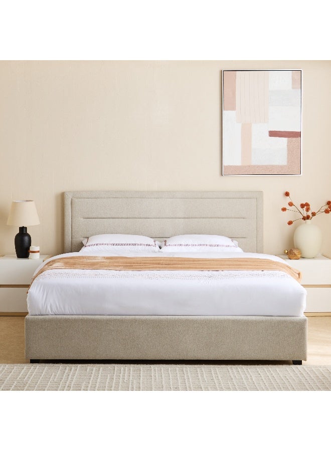 Home Box سرير ملكي مخزن هيدروليكي مبطن - بيج - Image 2