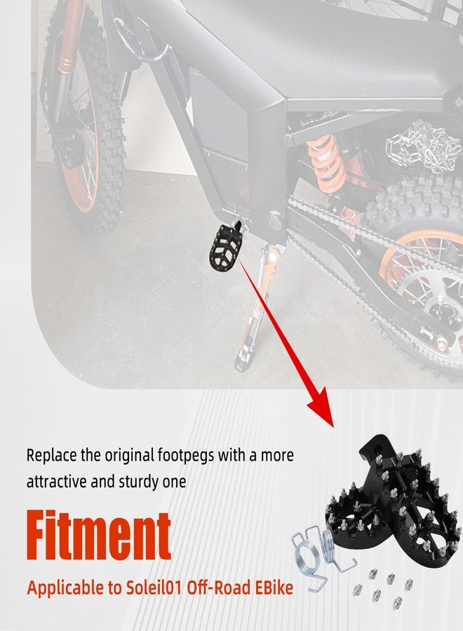 BAOUFF Dirt Bike Foot Pegs for Soleil01,CNC 7075 Aluminum FootPegs Rest Pedal for Soleil01 Off-Road EBike Black - Image 2