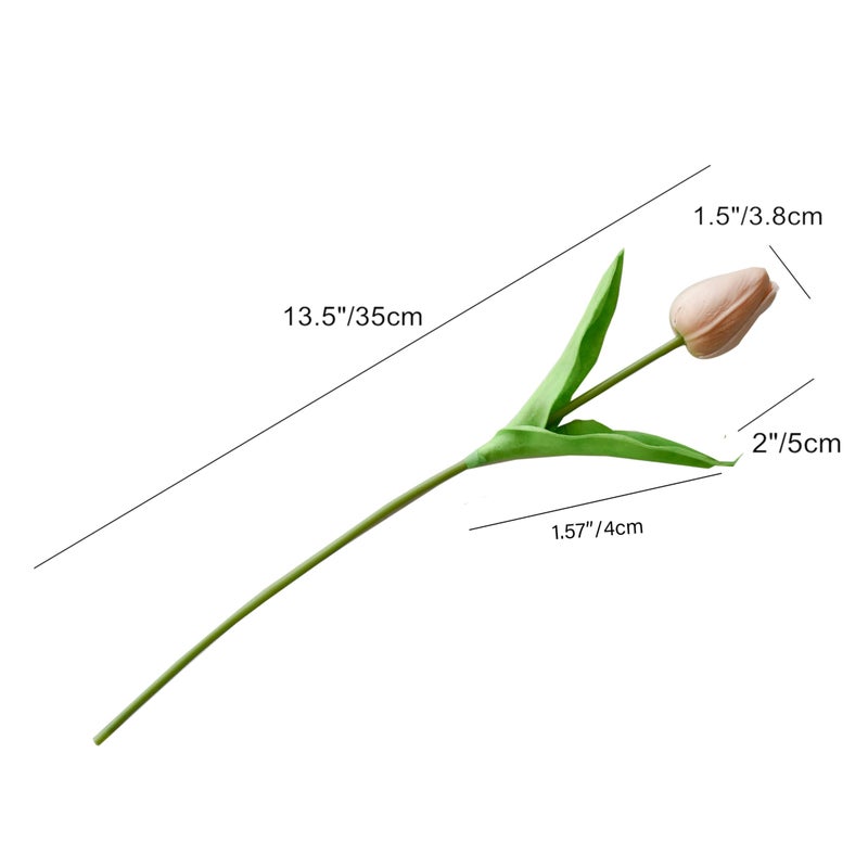 Mandy's Artificial Tulips 20 Stems Light Brown PU Faux Flowers for Valentine's Day and Easter Decorations Wedding Home Decor 13.5 Inch - Image 2
