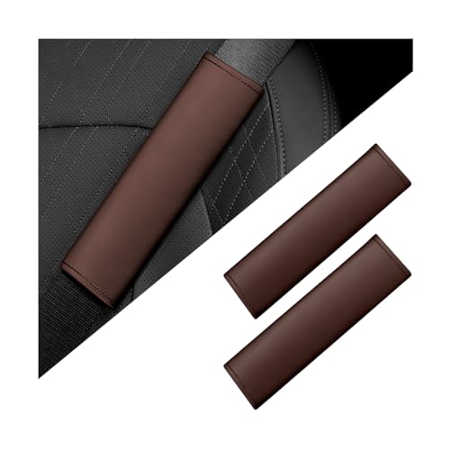 KHGUZ 2PCS Car Seat Belt Covers Soft Leather Auto Seatbelt Pad Protector for Shoulder and Neck Comfortable Vehicle Safe Strap Decor Protecive Cushion Mat Universal for SUV Truck RVBrown - Image 1