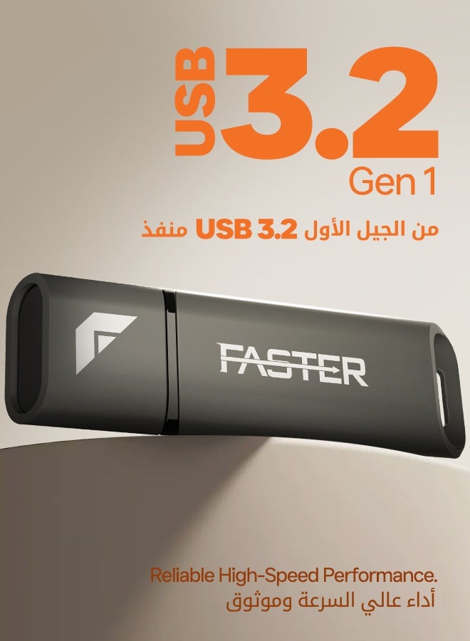 Faster FU-218 USB Flash Drive 128GB, USB 3.2 Gen 1 Memory Stick, Up to 120MB/s Read Speed, Compact USB-A Thumb Drive for Laptop, PC, Smart TV, Car Audio, Windows, macOS, Linux & Compatible Devices - Image 2