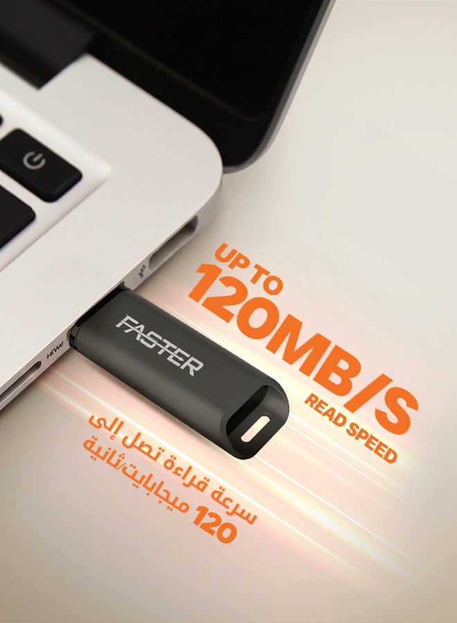 Faster FU-218 USB Flash Drive 128GB, USB 3.2 Gen 1 Memory Stick, Up to 120MB/s Read Speed, Compact USB-A Thumb Drive for Laptop, PC, Smart TV, Car Audio, Windows, macOS, Linux & Compatible Devices - Image 4