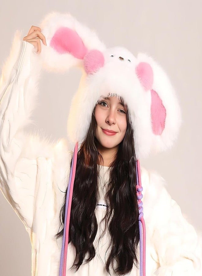 قبعة شتوية للأطفال من ريتشمن، قبعة صوفية على شكل قرد | قبعات شتوية مبطنة بالفرو الناعم للنساء والفتيات، قبعات بغطاء للأذنين | للأطفال فوق 6 سنوات (وردي) - Image 2