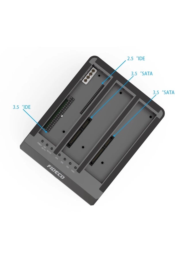 FIDECO USB 3.0 3-Bay HDD SSD Docking Station YPZ08-SI-U3 with 2 SATA + 1 IDE, Offline Clone, Supports up to 16TB - Image 2