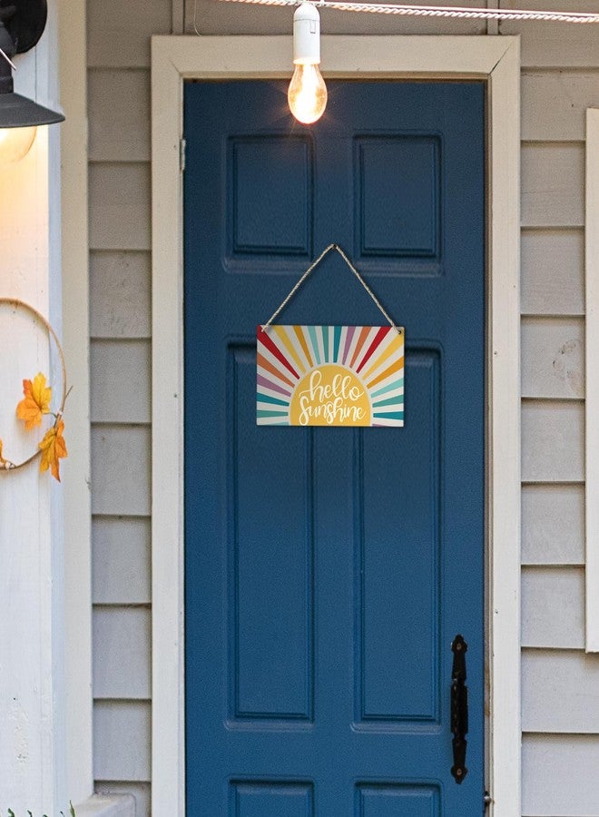 PHAMTE Hello Sunshine Vintage Boho Sun Sunrise Colorful Sunshine Sunray Printed Wood Plaque Sign Wall Hanging,Modern Mid Century Sunshine Hanging Wall Signs for Bohemian Home Room Dorm Decor 12 x 6 Inches - Image 4