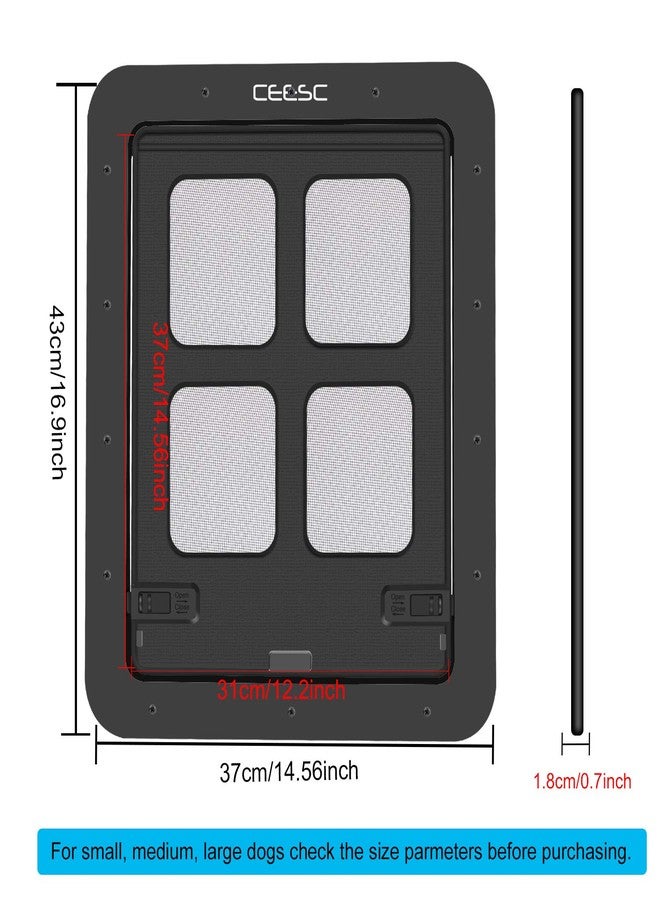 CEESC باب شبكي للكلاب من سيسك (المقاس الخارجي 14.56 بوصة × 16.92 بوصة)، باب شبكي قابل للقفل للحيوانات الأليفة، باب للكلاب يُركّب على الباب الشبكي (كبير، أسود) - Image 2