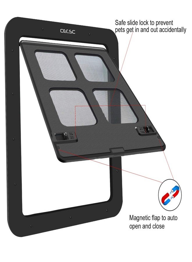 CEESC باب شبكي للكلاب من سيسك (المقاس الخارجي 14.56 بوصة × 16.92 بوصة)، باب شبكي قابل للقفل للحيوانات الأليفة، باب للكلاب يُركّب على الباب الشبكي (كبير، أسود) - Image 4