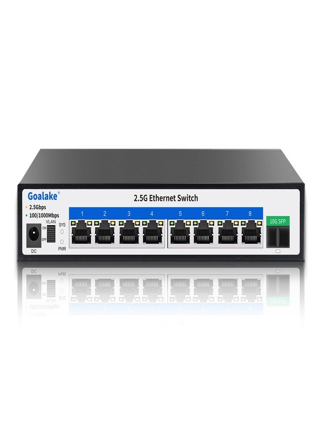 Goalake 8 Ports Ethernet Switch, 8X 2.5G RJ45 Ports and 1X 10G SFP Ports, 60Gbps Switching Capacity, Ideal for 2.5G NAS, 4K Video, Gaming PC, 2.5G Server, 2.5G WiFi AP,2.5G PCIe Adapter 2.5G Gigabit - Image 1