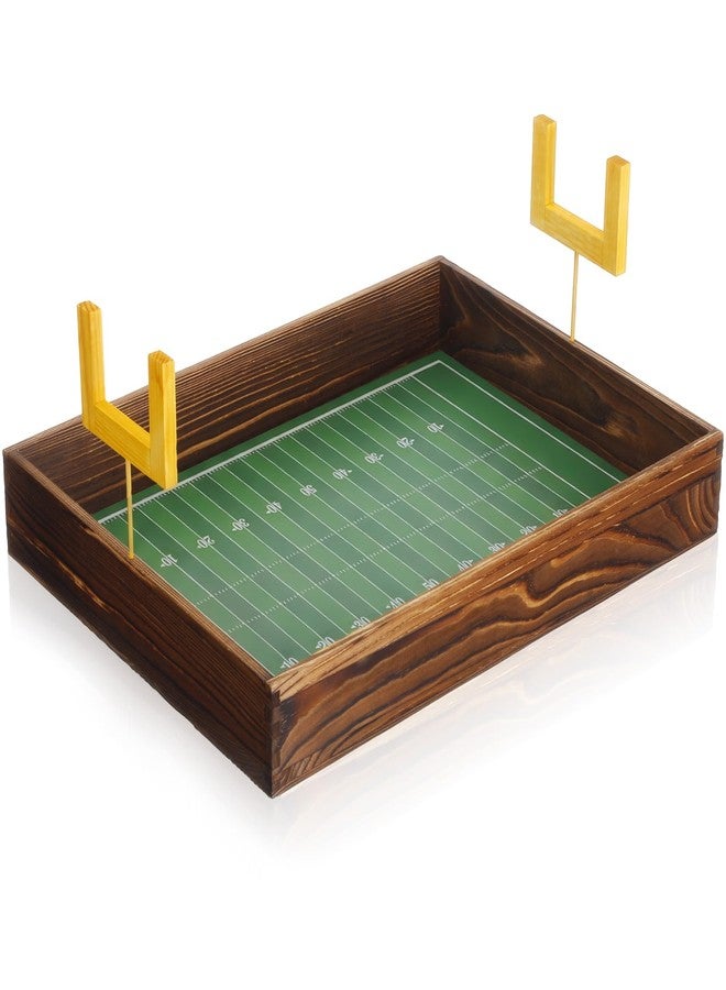 Ferrochef 16x12 Inches Football Field Serving Tray, Reusable Wood Game Day Snack Tray for Tailgate, Sports Bowl Party, Appetizers & Desserts - Image 1