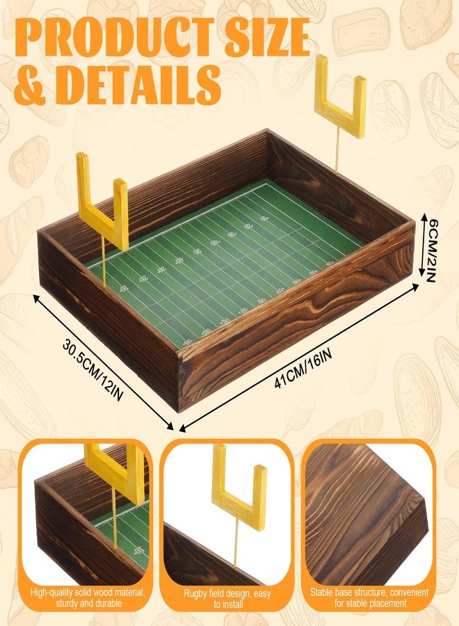 Ferrochef 16x12 Inches Football Field Serving Tray, Reusable Wood Game Day Snack Tray for Tailgate, Sports Bowl Party, Appetizers & Desserts - Image 2