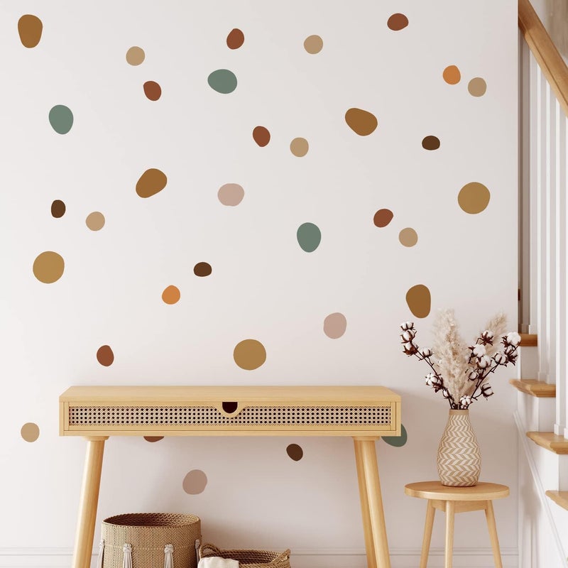 funlife 84 PCS Peel and Stick Boho Wall Decals, Self Adhesive Rustic Country Wall Stickers, Transparent PVC Boho Polka Dot Wall Art Stickers for Kids Room Bedroom Playroom Home Decor - Image 1