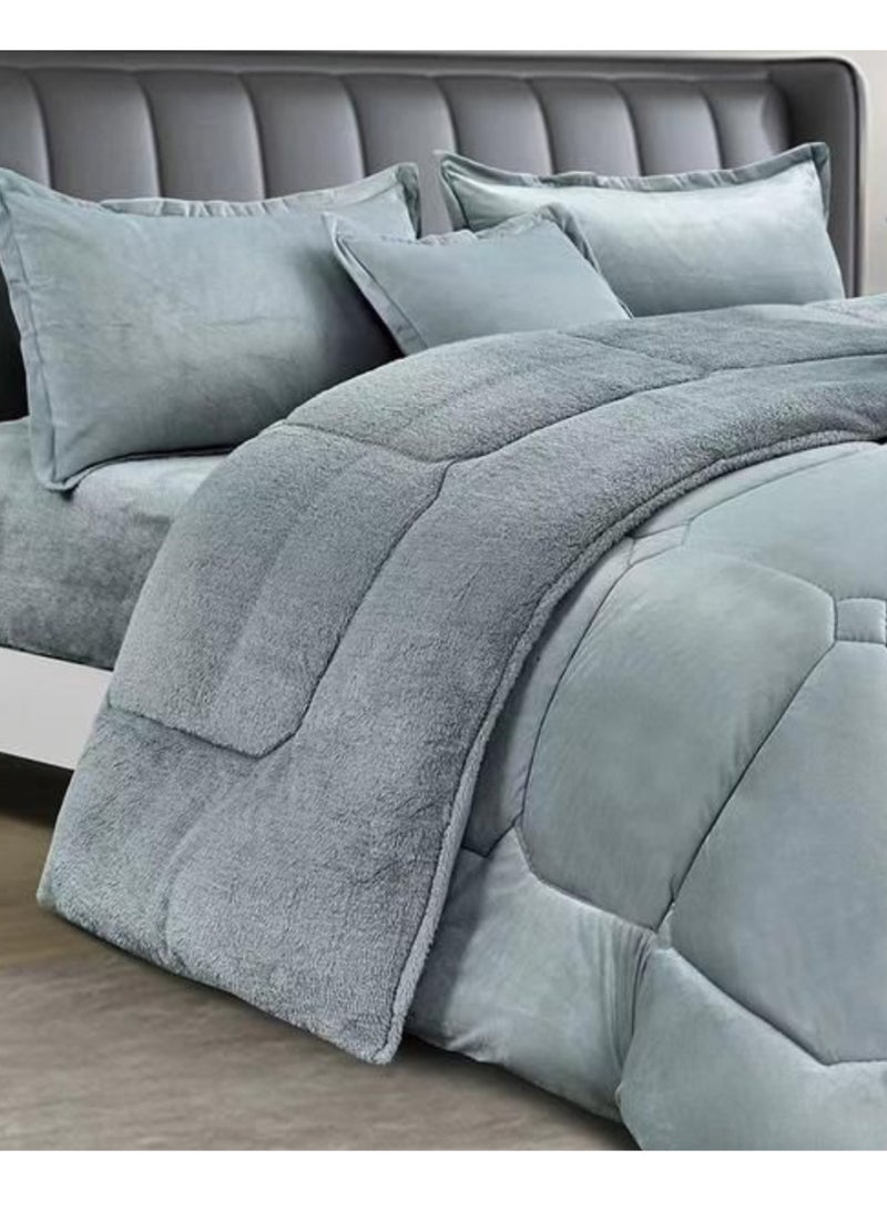 MingLi Winter Comforter, two-sided system, velvet side and fur side - 4-piece Comforter set (1 Comforter + 1 elastic mattress protector + 2 decorative pillowcases). Comforter size: 230x170 cm and mattress protector size: 200x120+40 cm - Image 4