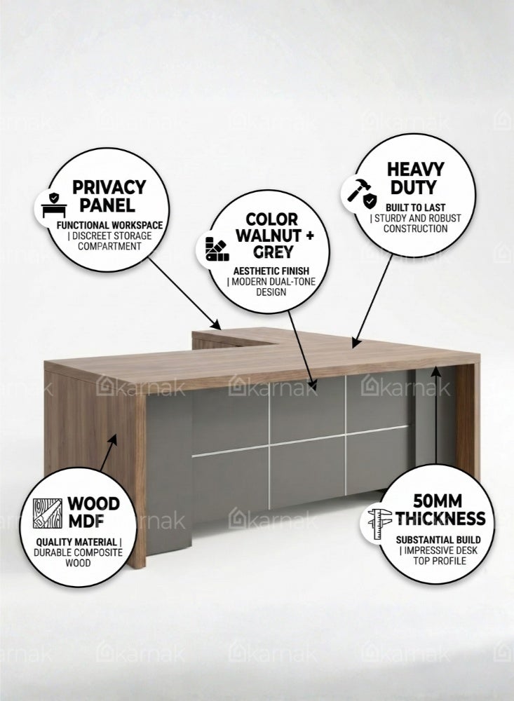Karnak Vivax L-Shaped Executive Table, Executive Office Desk and Multifunction Computer Table. - Image 4