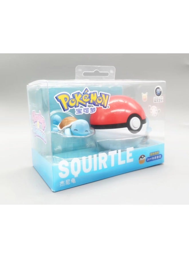 Bao Ke Meng Scene Decoration Pet Elf Shifeng Genuine Elf Ball Kabi Beast Fat Ding Pikachu Play-Color:Baokemeng Scene Suit-Jenny Turtle (PVC Box) - Image 1