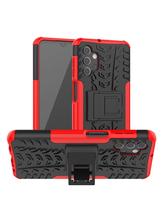 S-TOP Case For Samsung Galaxy A32 5G Tire Texture Shockproof TPU+PC Protective Case with Holder - Image 1