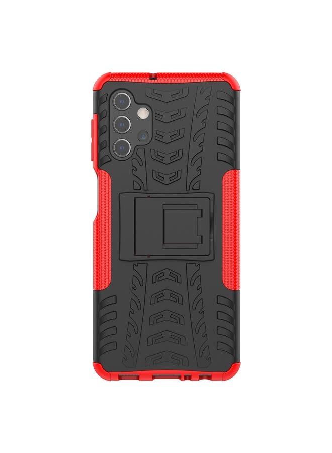 S-TOP Case For Samsung Galaxy A32 5G Tire Texture Shockproof TPU+PC Protective Case with Holder - Image 2