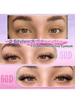 Newcally Lash Clusters Kit Wispy Diy Lash Extension Kit Fluffy Cluster Eyelashes Extension Natural Look D Curl Individual Lashes Kit 9-16Mm Faux Mink Cluster Lashes(50D+60D, 0.07D)  - Image 2